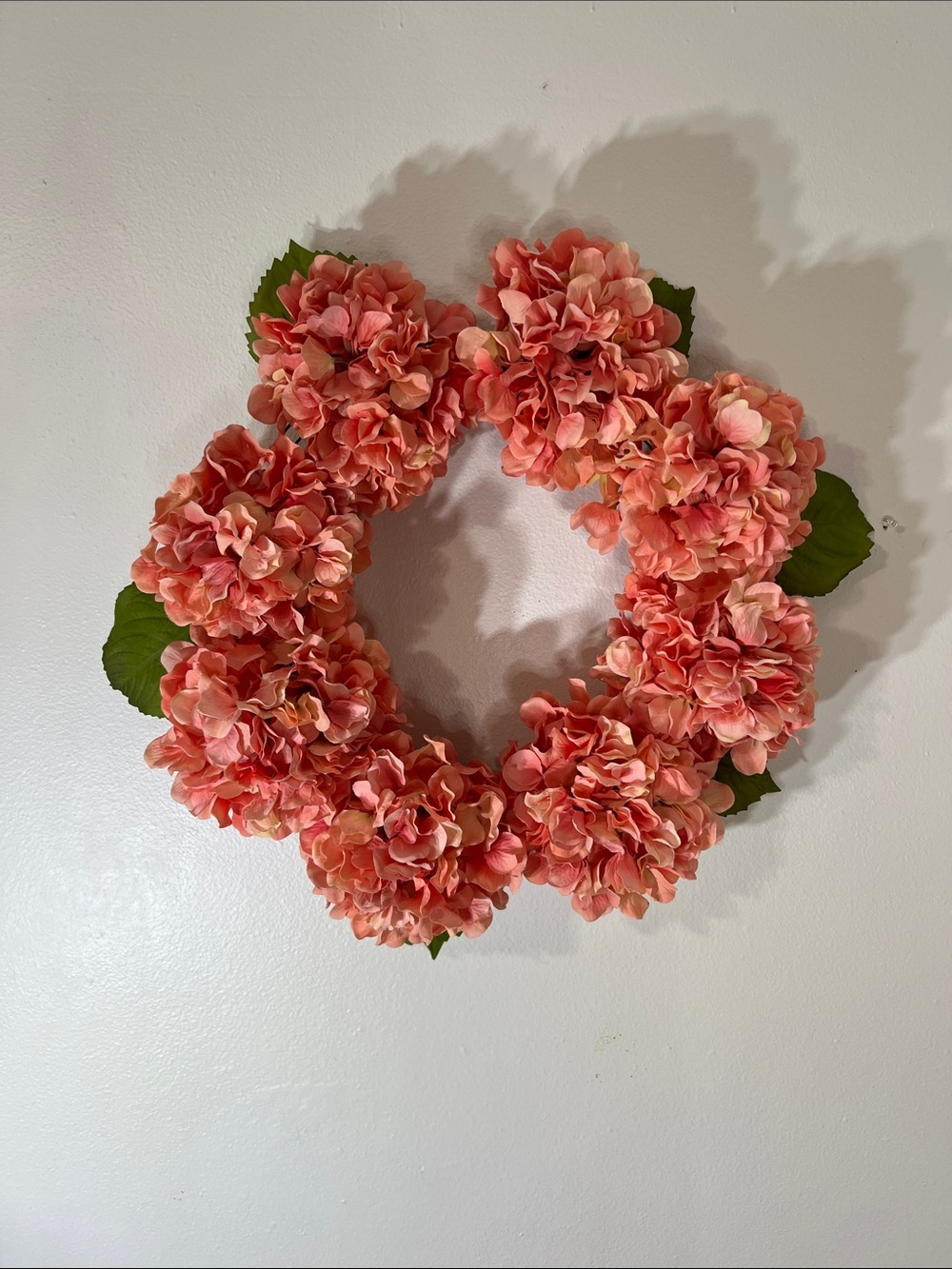 Coral Hydrangea Wreath - Home Holiday Decor